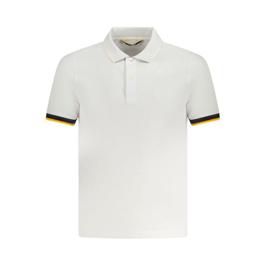 K-WAY White Cotton Polo Shirt, short sleeve, 2 buttons, contrasting details, logo application