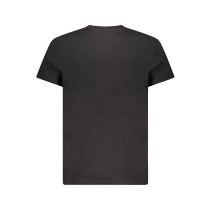 Back view of Tommy Hilfiger Black Cotton Men T-Shirt showcasing eco-friendly design.