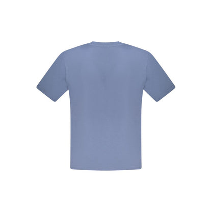 Back view of North Sails Blue Cotton Men T-Shirt with short sleeves and classic design for casual wear.