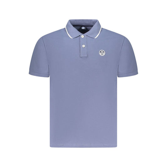 North Sails Blue Cotton Men Polo Shirt with logo and contrasting details, short sleeve, classic style for discerning gentlemen