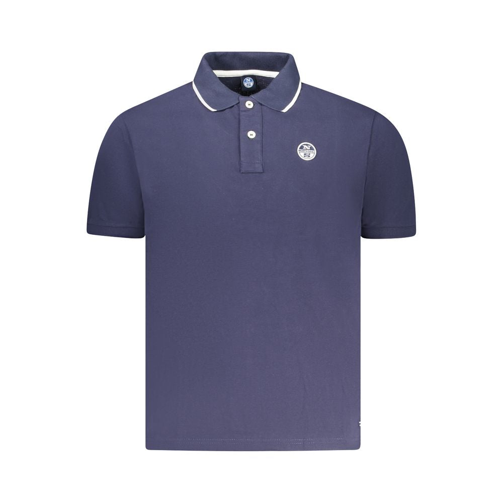 North Sails Blue Cotton Men Polo Shirt with logo and contrasting details