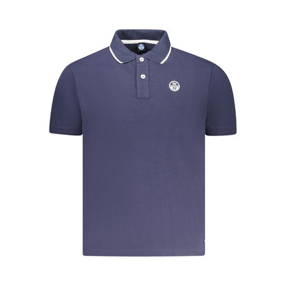 North Sails Blue Cotton Men Polo Shirt with contrasting details and logo