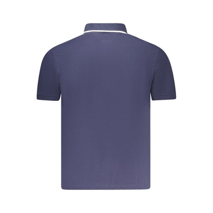 Back view of North Sails Blue Cotton Men Polo Shirt with short sleeves and contrasting details.