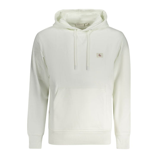 Calvin Klein White Cotton Men Sweater with hood and logo detail, showcasing soft fabric and modern design for stylish comfort.