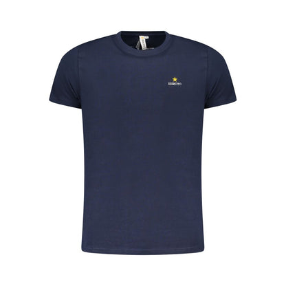 Alt Tag: "Esercito 1659 Blue Cotton T-Shirt with logo print and crew neck design, short sleeves"