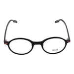 Ermenegildo Zegna Black Men Glasses Frame, full-rim plastic round design, size 48-21-145, with demo lenses, no extra features included.