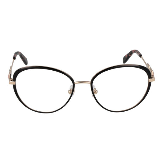 Emilio Pucci Black Women Glasses Frame, full-rim round metal frame with demo lenses. Size 54-17-140, branded case included.