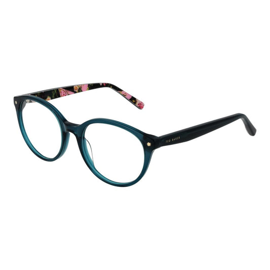 Ted Baker Green Women Glasses Frame in full-rim plastic with demo lenses, size 51-18-140, includes branded case, round style.