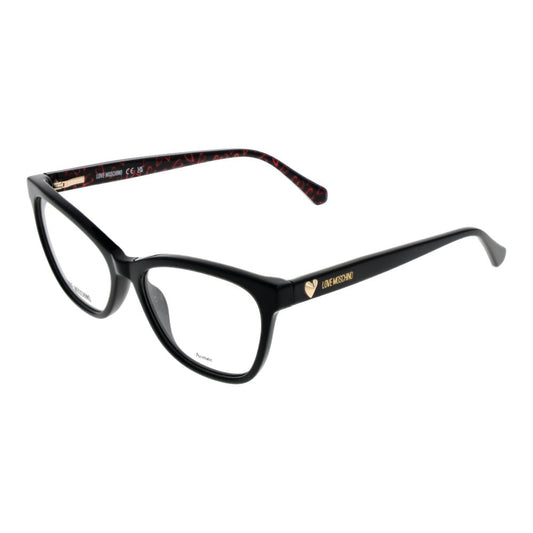 Love Moschino Black Women Glasses Frame, full-rim style with acetate material and branded case.