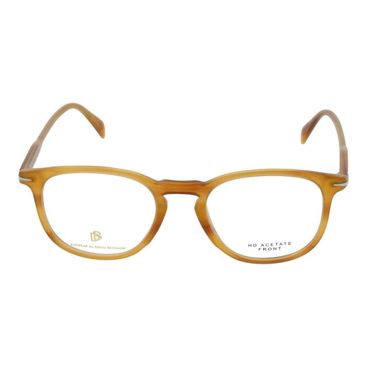 David Beckham Brown Men Glasses Frame with acetate full-rim brown design, round style, and 51mm lenses, ideal for fashion-forward men.