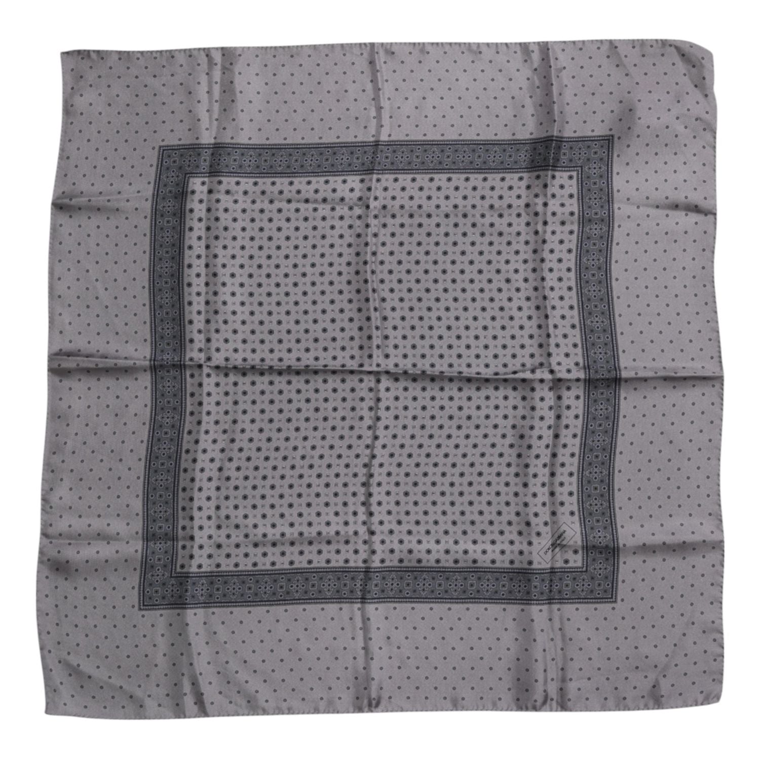 Dolce & Gabbana Gray Polka Dot Silk Square Men Foulard Scarf