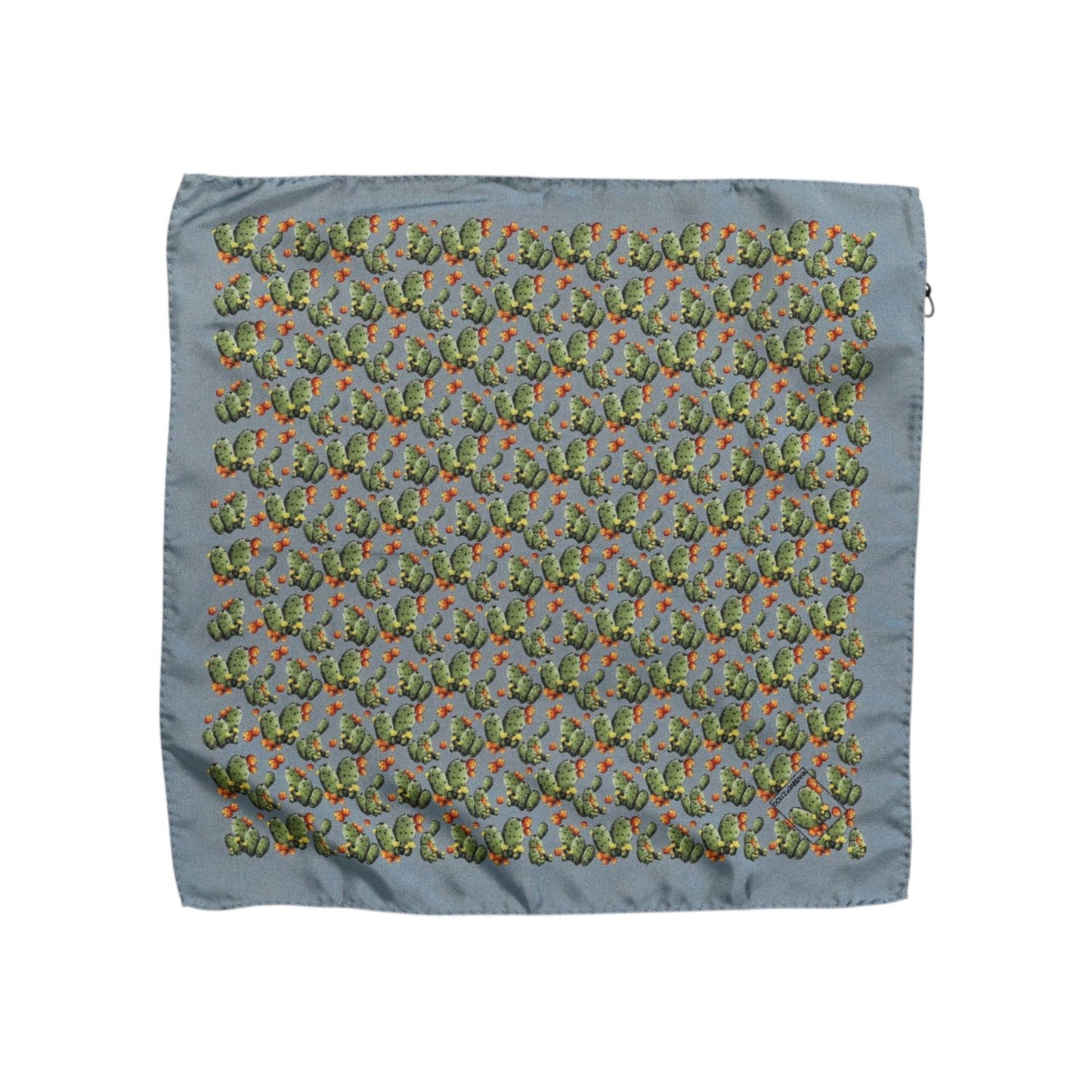Dolce & Gabbana Gray Green Cactus Print Square Foulard Scarf