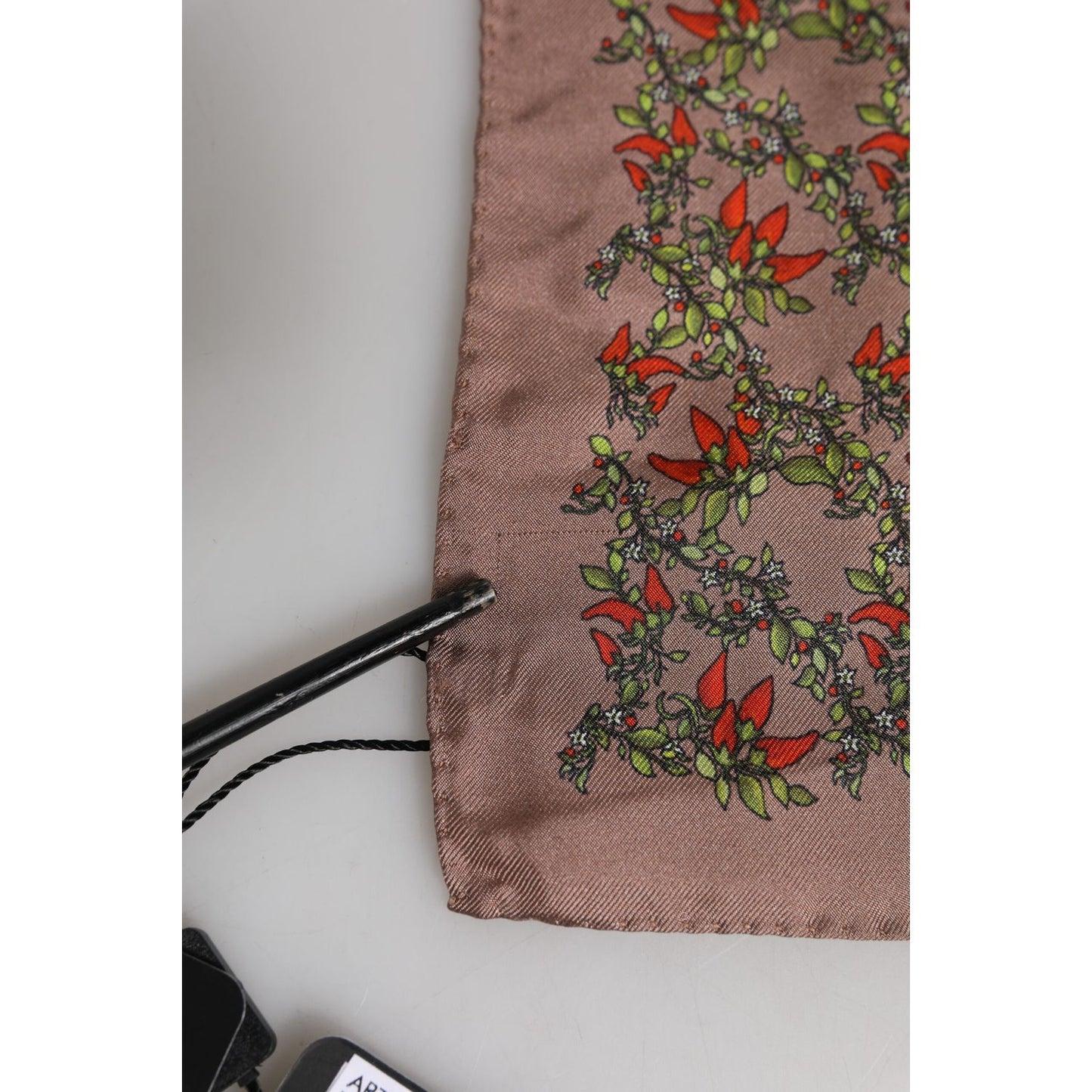 Dolce & Gabbana Brown Chili Print Silk Square Foulard Scarf