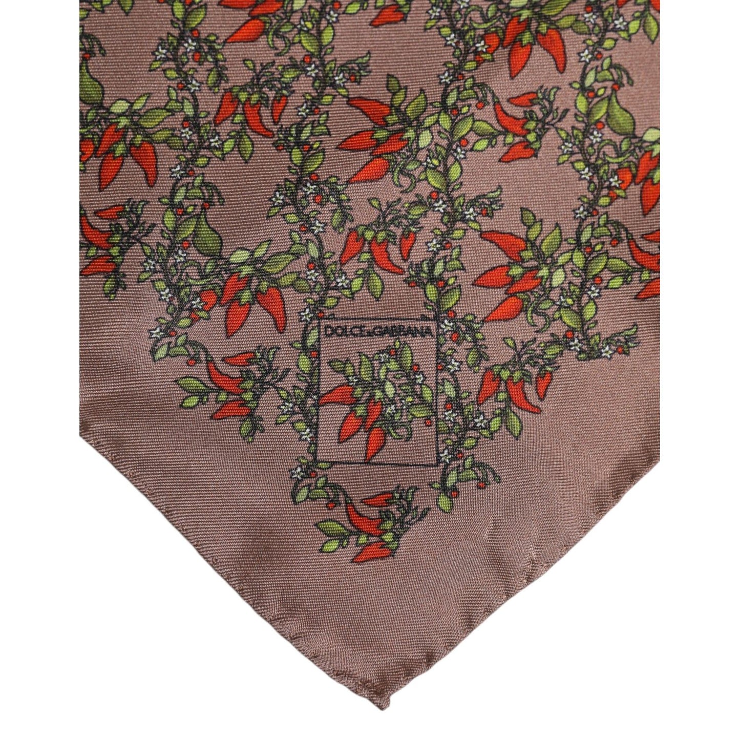 Dolce & Gabbana Brown Chilis Silk Square Men Foulard Scarf
