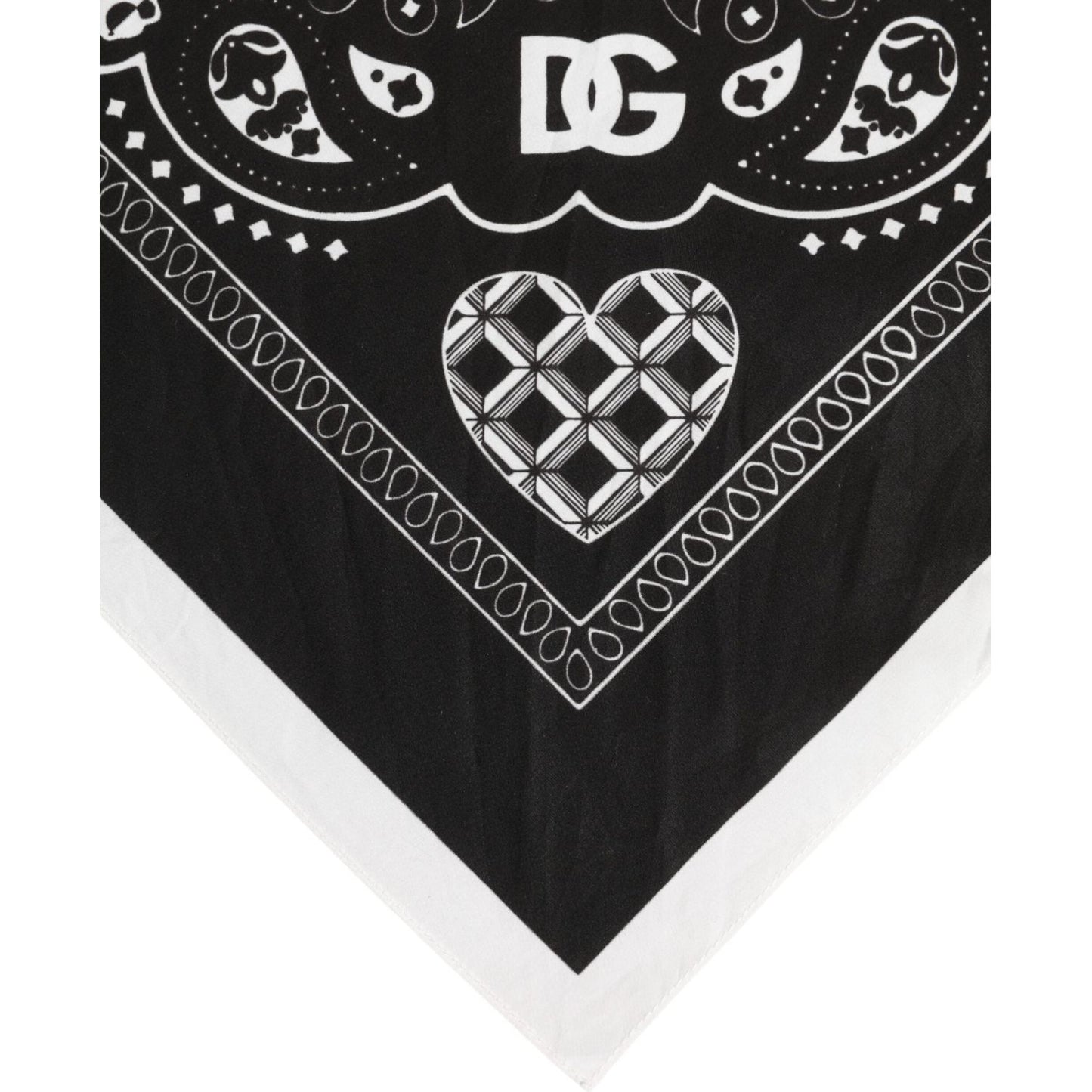 Dolce & Gabbana Black White Bandana Square Men Foulard Scarf MS7470