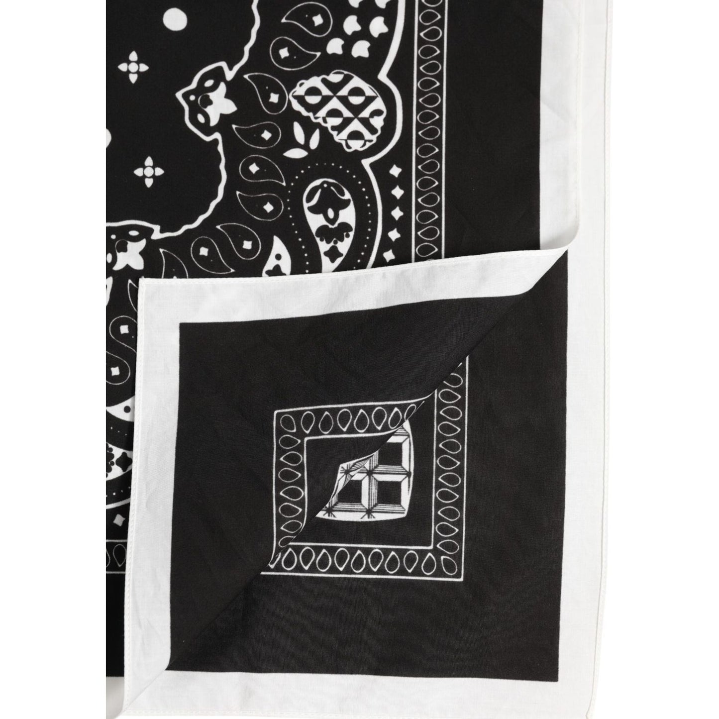 Dolce & Gabbana Black White Bandana Square Men Foulard Scarf MS7470