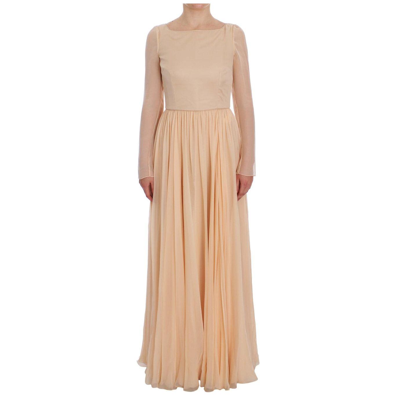 Dolce & Gabbana Beige Silk Ball Gown Full Length Dress