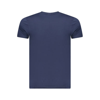 Pepe Jeans Blue Cotton Men T-Shirt back view showcasing slim fit and classic design.