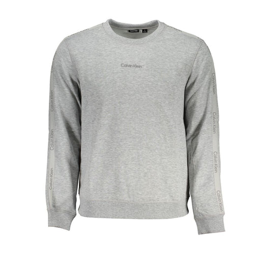 Calvin Klein Gray Polyester Men Sweater with contrast details and logo.