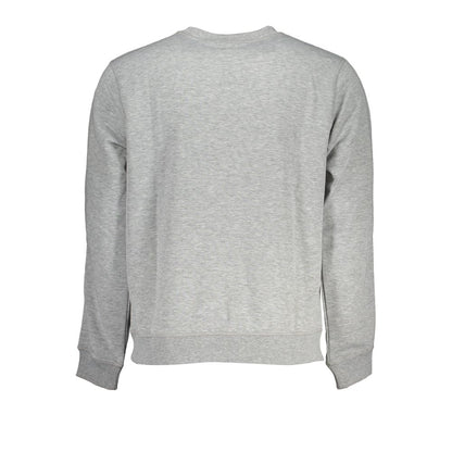Back view of Calvin Klein Gray Polyester Men Sweater showcasing casual sophistication and comfort.