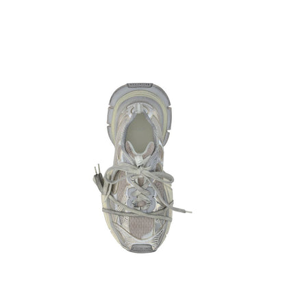 Top view of Balenciaga Gray Polyester Athletic Sneakers with multiple laces, chunky sole, and reflective details.
