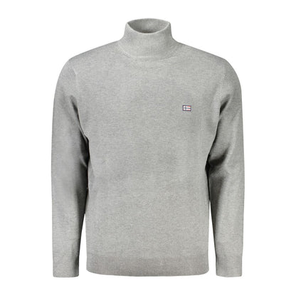 Norway 1963 Gray Polyester Sweater with high neck, long sleeves, logo and embroidery detail.