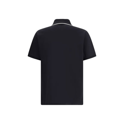 Gucci Black Cotton Polo Shirt with classic collar, front buttons, and iconic monogram. Side slits for dynamic fit, sporty elegance.