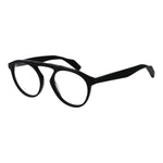 Yohji Yamamoto Black Men Glasses Frame in aviator style with full-rim black plastic frame and demo lenses.