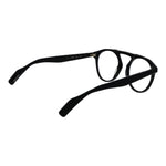 Side view of Yohji Yamamoto Black Men Glasses Frame in plastic, full-rim aviator style, lens width 50mm, bridge width 20mm, frame width 140mm.