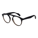 Yohji Yamamoto Black Men Glasses Frame, aviator style, full-rim black plastic with demo lenses, includes branded soft case, size 50-20-145.