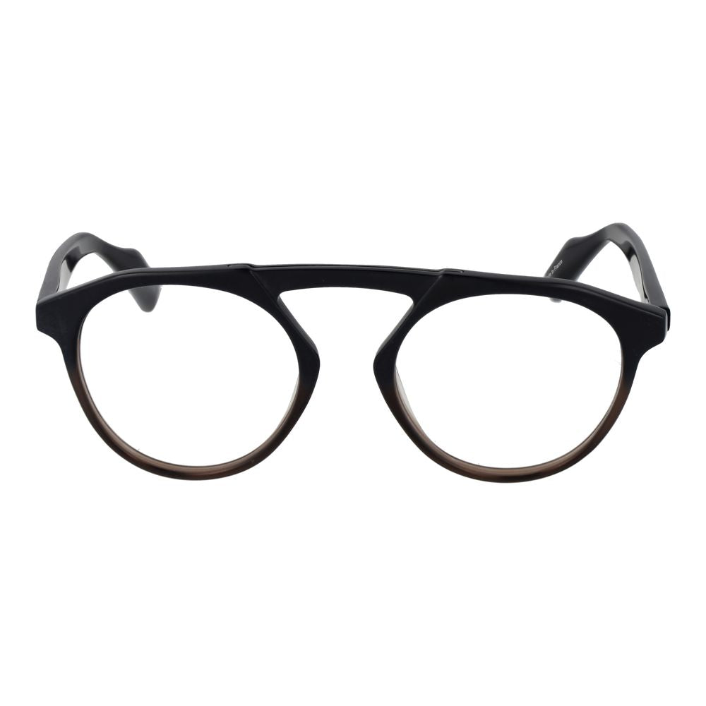 Yohji Yamamoto Black Men Glasses Frame, aviator style, full-rim, plastic material, demo lenses, size 50-20-145.