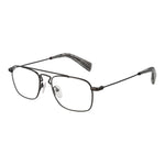Yohji Yamamoto Gray Men Glasses Frame, gunmetal color, rectangle style, metal frame, plastic lenses, full-rim design.