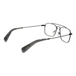 Yohji Yamamoto Gray Men Glasses Frame in gunmetal, rectangle style, full-rim. Metal frame, plastic demo lenses, size 51-18-145.