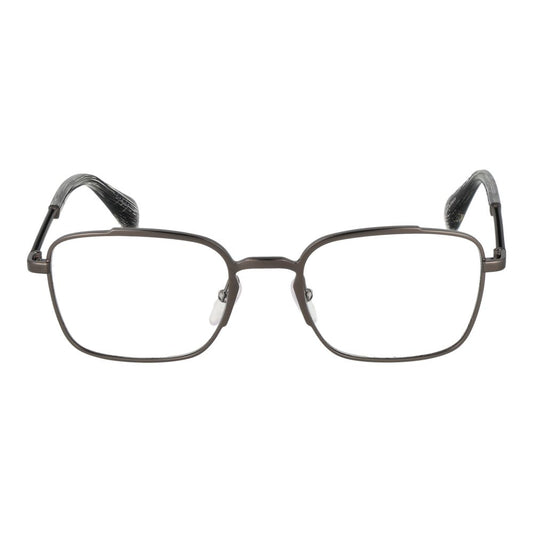 Yohji Yamamoto Gray Men Glasses Frame in gunmetal, full-rim, metal frame, rectangle style, size 51-20-145, demo lenses included.