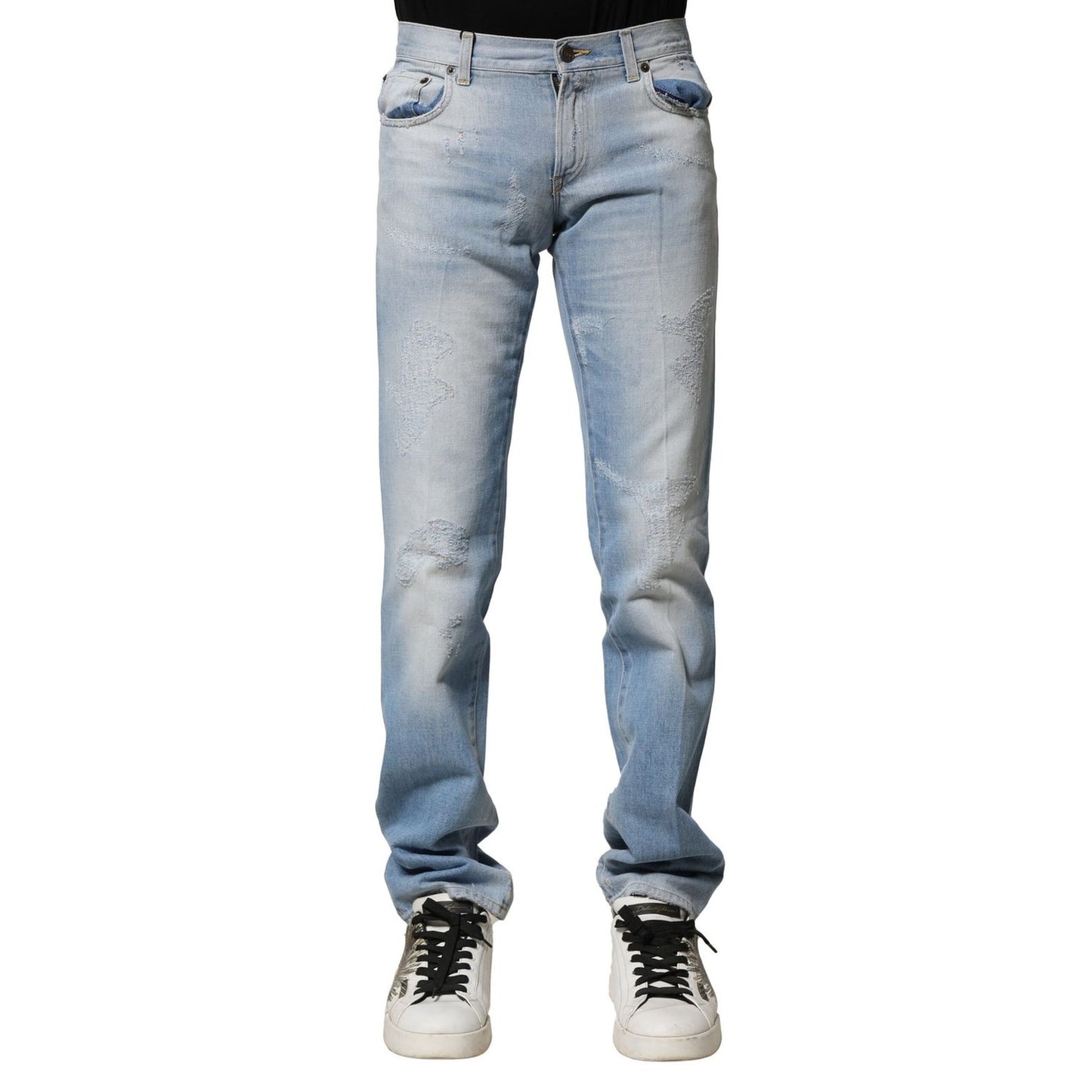 Dolce & Gabbana Light Blue Washed Straight Fit Denim Jeans