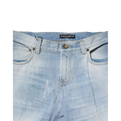 Dolce & Gabbana Light Blue Washed Straight Fit Denim Jeans
