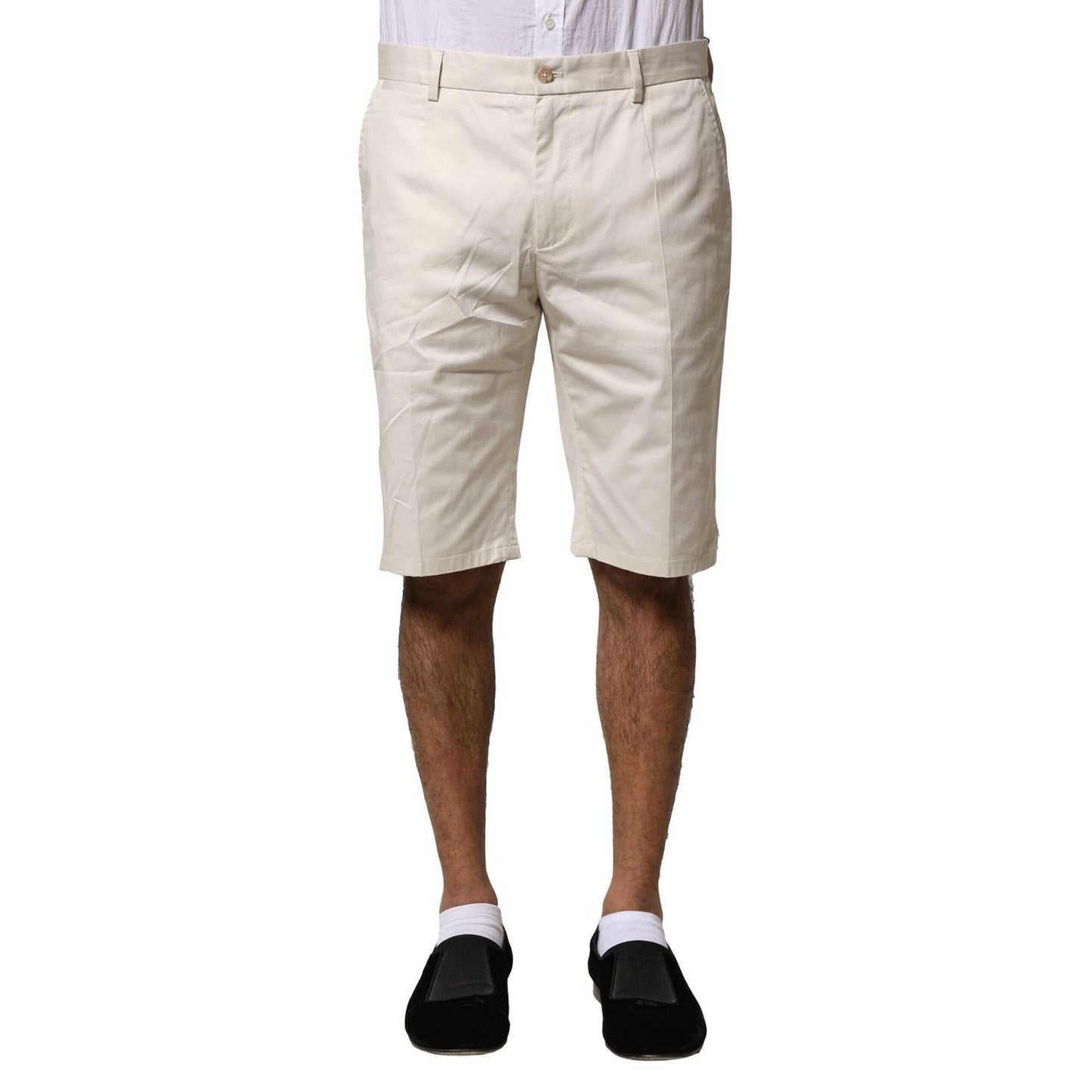 Dolce & Gabbana Beige Cotton Stretch Mid Waist Bermuda Shorts