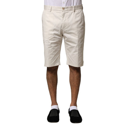Dolce & Gabbana Beige Cotton Stretch Mid Waist Bermuda Shorts