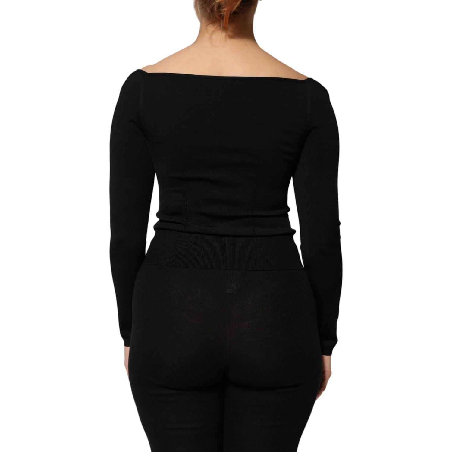 Dolce & Gabbana Black Viscose Long Sleeve Pullover Blouse Top