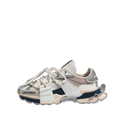 Dolce & Gabbana Multicolor Space Low Top Men Sneakers Shoes in fabric and leather with rubber sole and lace-up closure.