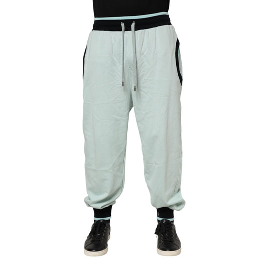 Dolce & Gabbana Light Green Cotton Men Jogger Sweatpants Pants