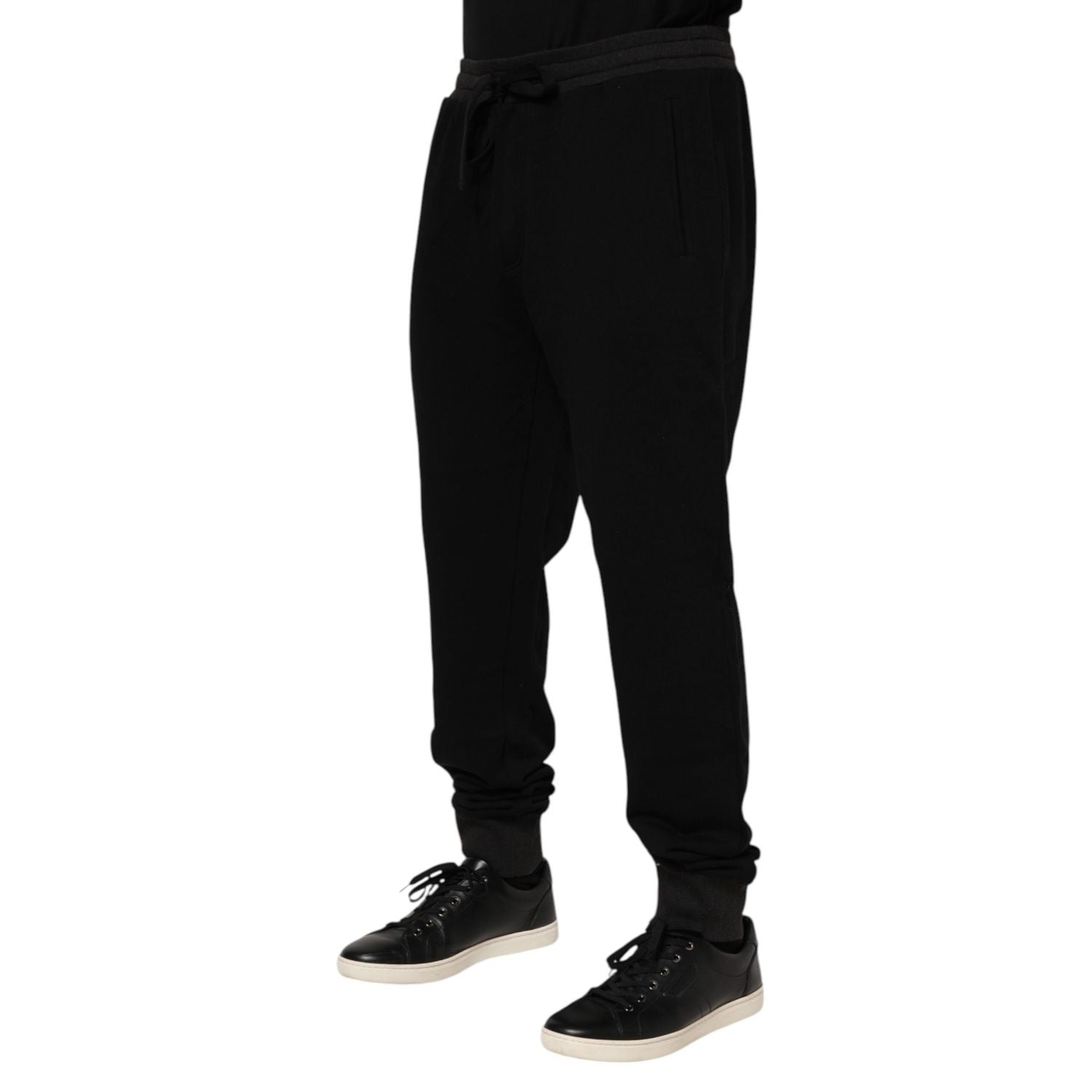 Dolce & Gabbana Black Cotton Crown Jogger Sweatpants Pants
