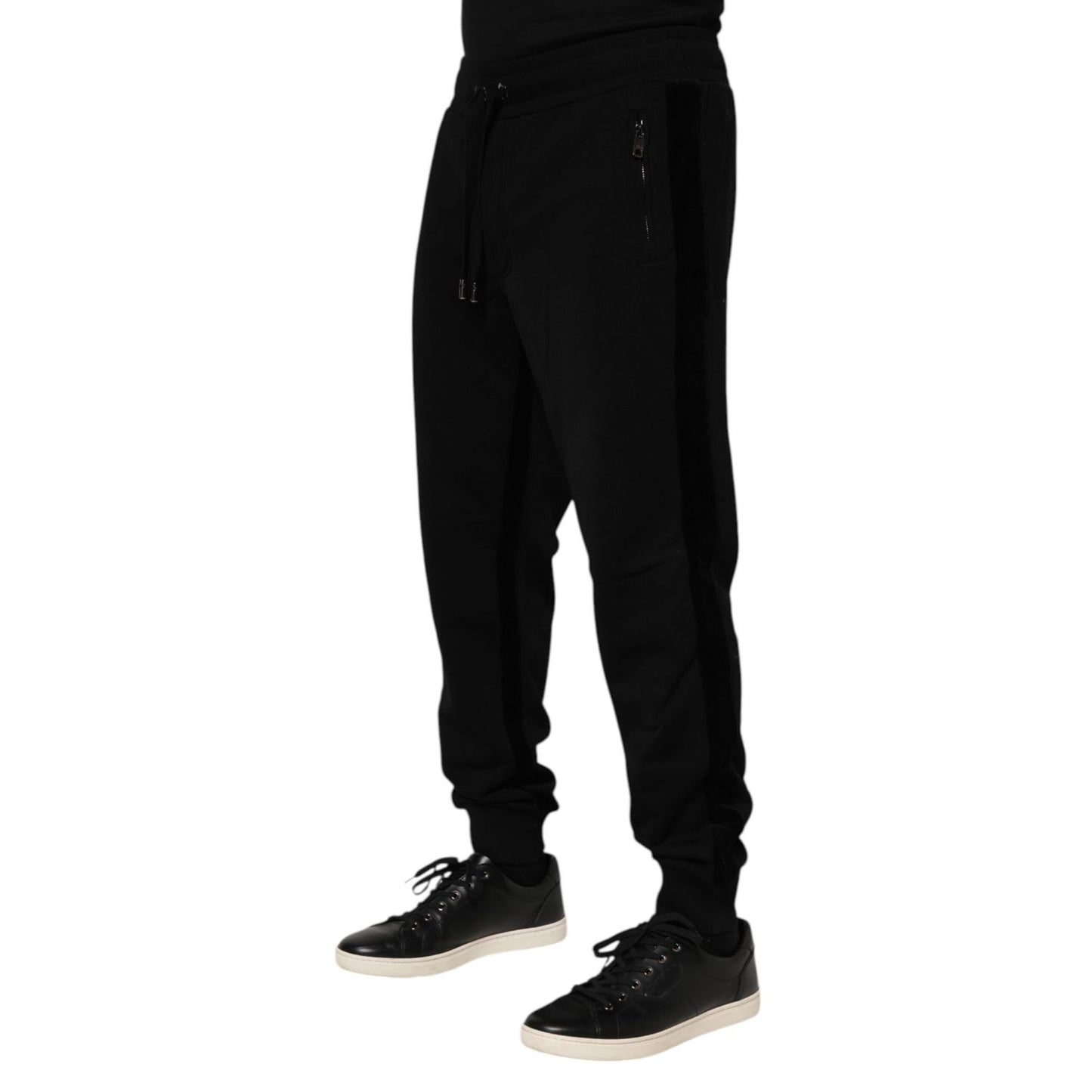 Dolce & Gabbana Black Cotton Men Jogger Sweatpants Pants