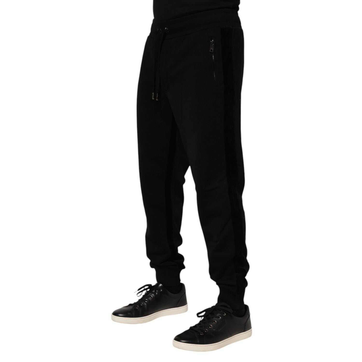 Dolce & Gabbana Black Cotton Men Jogger Sweatpants Pants
