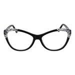Guess Black Women Glasses Frame in full-rim cat eye style, black plastic frame, featuring demo lenses and spring hinge.