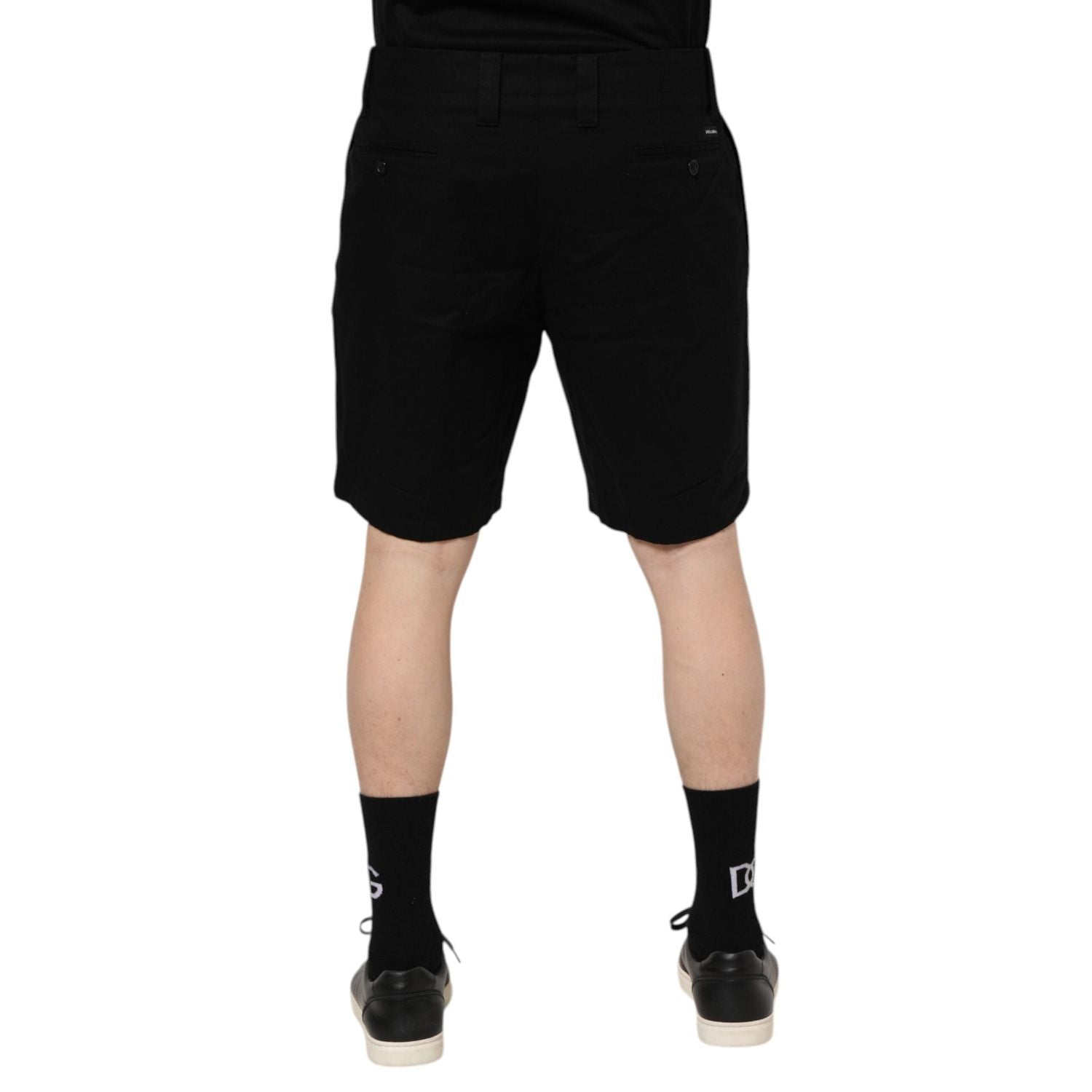 Dolce & Gabbana Black Cotton Knee Length Men Bermuda Shorts