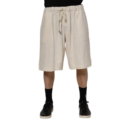 Dolce & Gabbana Ivory Cotton Men Bermuda Sweatshorts Shorts