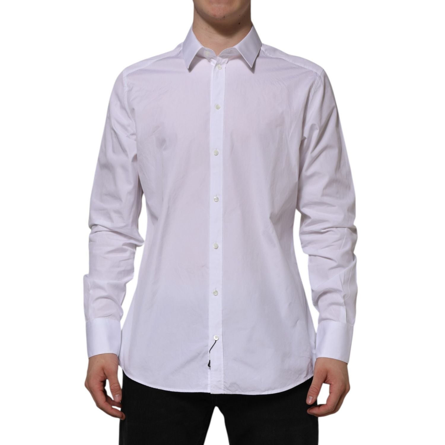 Dolce & Gabbana White Cotton GOLD Long Sleeves Formal Shirt