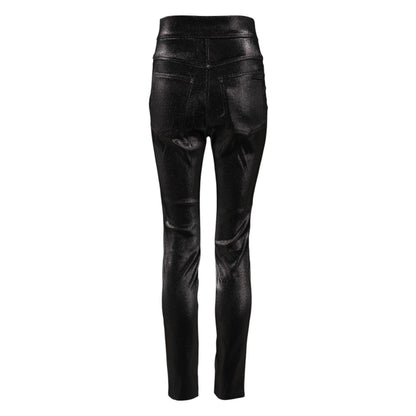 Dolce & Gabbana Black Cotton Stretch Silver Lurex Thread Pants