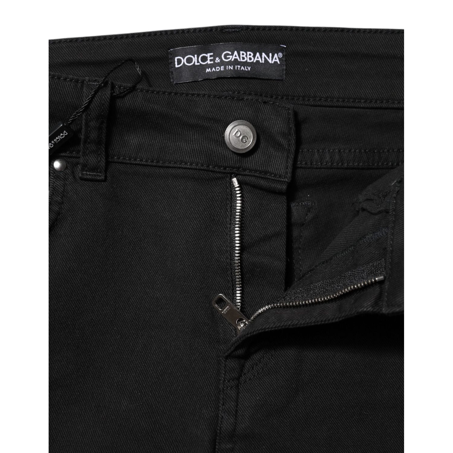 Dolce & Gabbana Black Cotton Skinny Mid Waist Denim Jeans